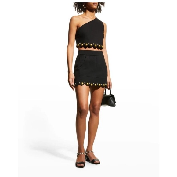 AREA Crystal Dome Stud Scalloped Two Piece (Mini Skirt and Top included) - Picture 1 of 4